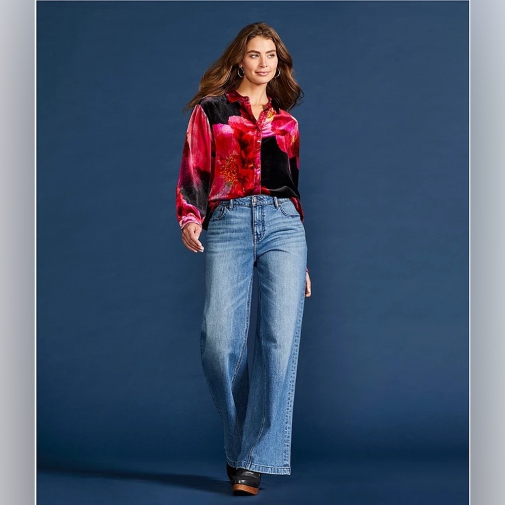 NWT JOHNNY WAS Sisa Stretch Denim Wide Leg Jean Sz 30 - Picture 3 of 12